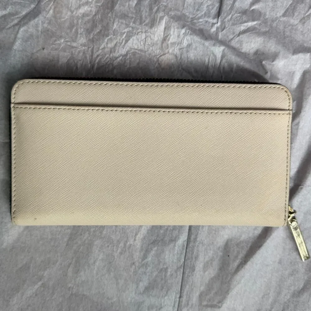 Kate Spade Cameron Street Lacey Color Block Saffiano Leather Wallet Black Cream